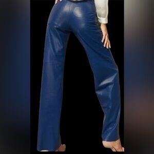 Wet Seal faux leather Bell Bottom Electric Blue high waisted Pants